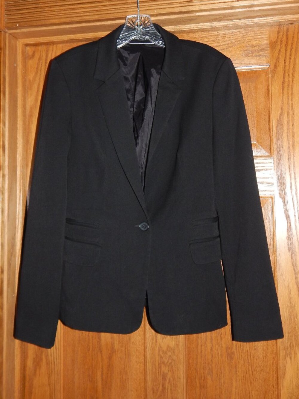 Women's Size 12 EXPRESS Solid Black Classic One Button Blazer Suit Jacket